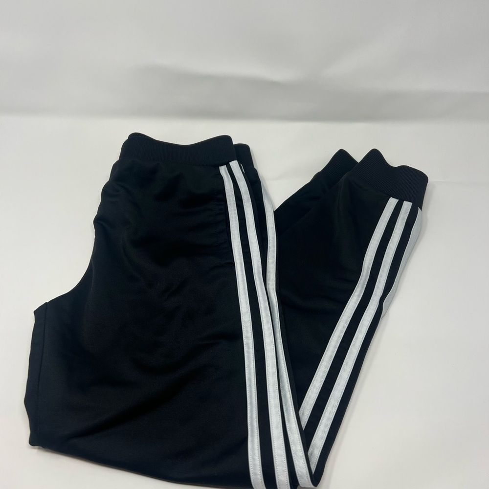 Adidas Black and White Joggers with Classic Stripes